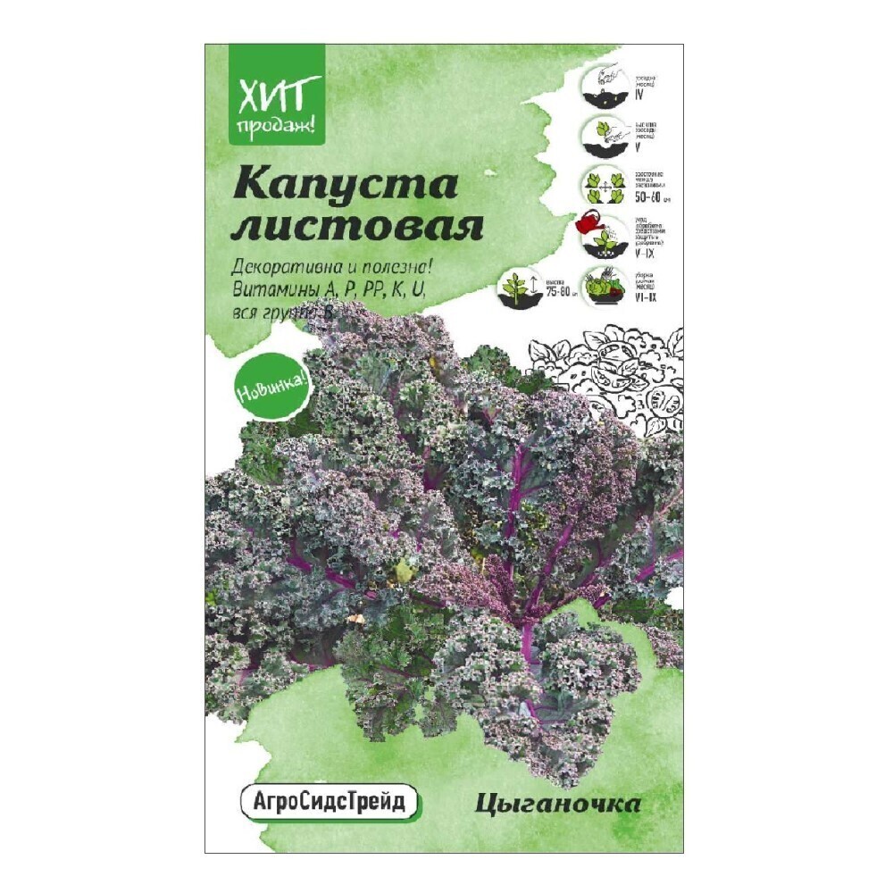 Капуста листовая Цыганочка Агросидстрейд 0,3 г - купить в Москве ✓ |  ТехноСтрой