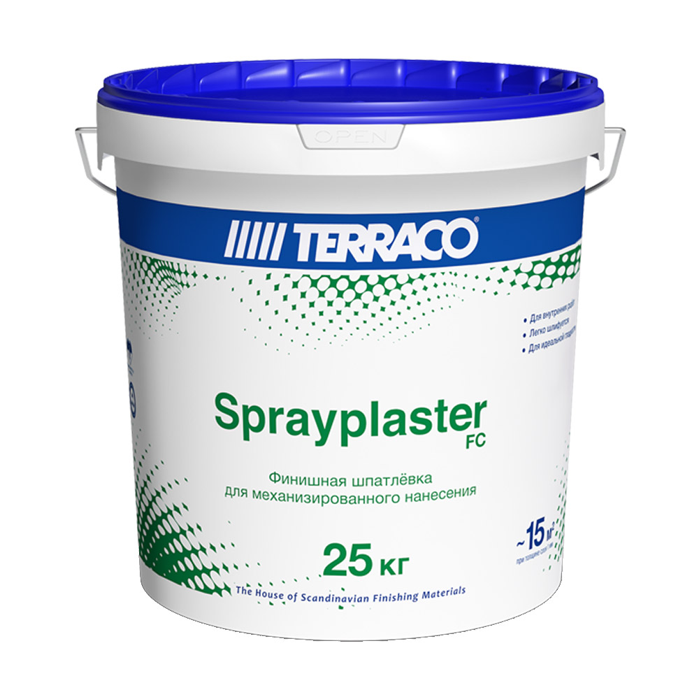 Шпатлевка финишная Terraco Sprayplaster (ведро) 25 кг - купить в Москве ✓ |  ТехноСтрой