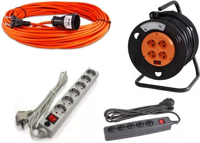 Бытовые удлинители, переноски, вилки, разъёмы и комплектующие
