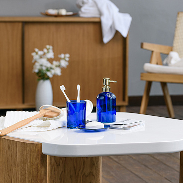 Мыльница для ванной Moroshka Bright Colors настольная стекло синяя (917-311-03)