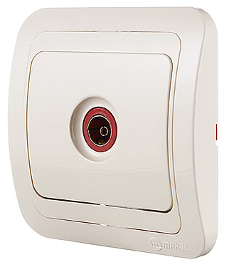 Розетка телевизионная Makel Mimoza встраиваемая бежевая (25027)