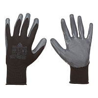 Перчатки полиэстеровые маслобензостойкие с нитриловым обливом Delta Plus черно-серые 9 (L) (VE712GR09/1692)