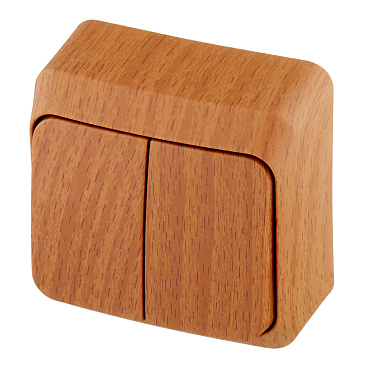 Выключатель Systeme Electric Этюд двухклавишный накладной бук с подсветкой (BA10-006T)