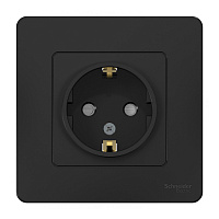 Розетка Systeme Electric Blanca встраиваемая антрацит со шторками (BLNRS001116)