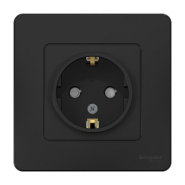 Розетка Systeme Electric Blanca встраиваемая антрацит со шторками (BLNRS001116)