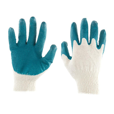 Перчатки х/б с тройным латексным обливом серо-синие