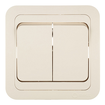 Выключатель Makel Mimoza двухклавишный встраиваемый бежевый (25003)
