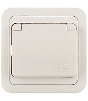 Розетка Makel Mimoza встраиваемая бежевая со шторками с крышкой (25009)