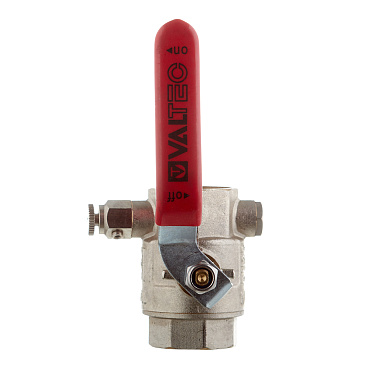 Кран шаровой латунный Valtec Base 1 ВР(г) х 1 ВР(г) проходной ручка с дренажом и воздухоотводчиком прямой (VT.245.N.06)