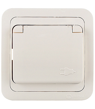 Розетка Makel Mimoza встраиваемая бежевая со шторками с крышкой (25009)