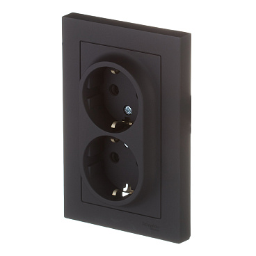 Розетка Systeme Electric AtlasDesign встраиваемая карбон со шторками (ATN001026)