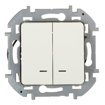 Выключатель Legrand Inspiria двухклавишный встраиваемый слоновая кость с подсветкой (673631)