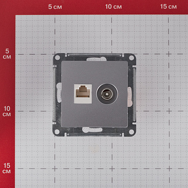 Розетка телевизионная/ компьютерная Systeme Electric AtlasDesign встраиваемая алюминий TV/ RJ45 (ATN000389)