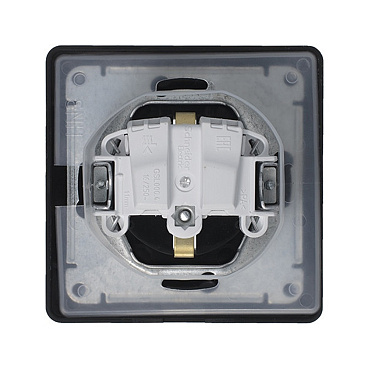 Розетка Systeme Electric Glossa встраиваемая антрацит со шторками с крышкой (GSL000748)