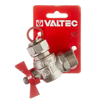 Кран шаровой латунный Valtec Base 3/4 ВР(г) х 3/4 НР(ш) бабочка с накидной гайкой угловой (VT.267.N.0505)