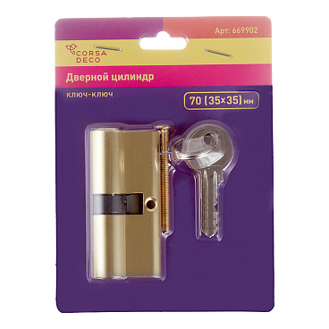 Цилиндр Corsa Deco 70 35х35 мм ключ/ключ золото