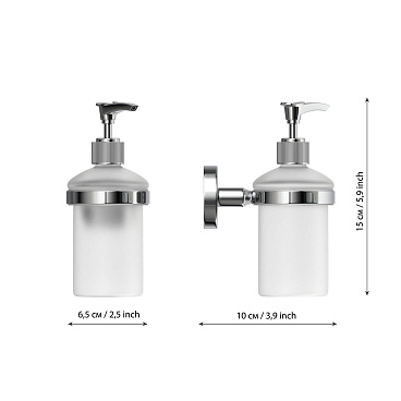 Дозатор для мыла Fora Long с держателем стекло матовый/металл хром (L041)