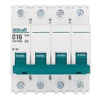 Автоматический выключатель модульный Dekraft BA-101 4Р 16А тип C 4,5 кА 230/400 В (11090DEK)