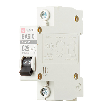 Автоматический выключатель модульный EKF Basic ВА 47-29 1P 25А тип C 4,5 кА 230 В (mcb4729-1-25C)
