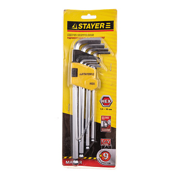 Набор шестигранных ключей Stayer Master 1,5-10 мм (2741-H9-2) (9 шт.)