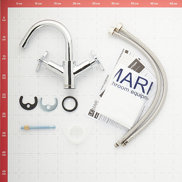 Смеситель для раковины Lemark Plus Spirit хром двухвентильный с поворотным изливом (LM1907C)