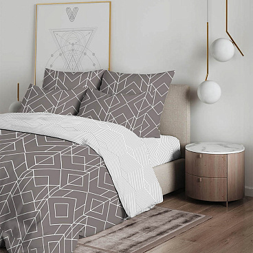 Комплект постельного белья 1,5-спальный бязь Василиса 9604/1 серый с простыней 150х214 см