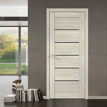 Дверь межкомнатная Vision 1 800х2000 мм ПВХ дуб дымчатый со стеклом с замком и петлями