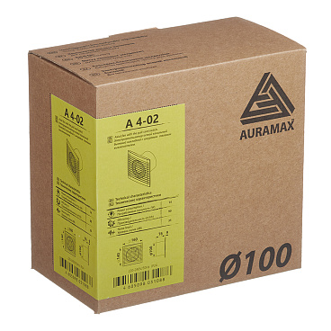 Вентилятор осевой Auramax A с тяговым выключателем 160х160 мм d100 мм белый