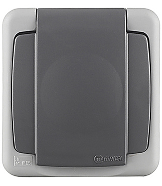 Розетка Makel накладная серая с крышкой (36064099)