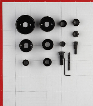 Набор коронок Практика (773-262) по дереву d19-64 мм с переходником (8 шт.)