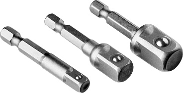 Набор STAYER MASTER ″MAXFIX″: Адаптеры для торцовых головок, сталь 40Cr, 3 предмета E1/4-1/4″, E1/4-3/8″, E1/4-1/2″, 50 мм