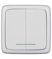 Выключатель Hegel Alfa двухклавишный накладной белый с подсветкой (ВА10-154)