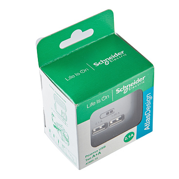 Розетка USB Systeme Electric AtlasDesign встраиваемая алюминий 2хUSB-А (ATN000333)