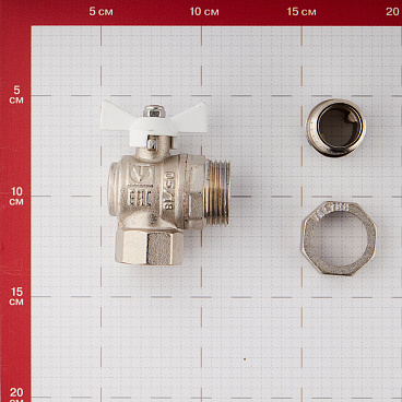 Кран шаровой латунный Valtec Base 3/4 ВР(г) х 3/4 НР(ш) бабочка с полусгоном угловой (VT.228.NW.05)