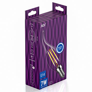 Лампа светодиодная филаментная Rev E14  4000К 7 Вт 220 В свеча на ветру