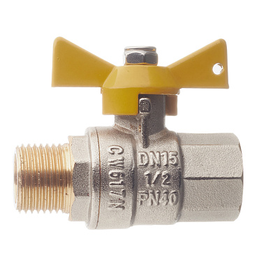 Кран шаровой газовый Valtec 1/2 ВР(г) х 1/2 НР(ш) бабочка (VT.278.N.04)