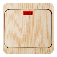 Выключатель Systeme Electric Этюд одноклавишный накладной сосна с подсветкой (BA10-005D)