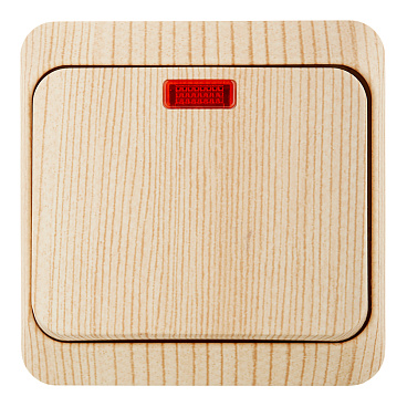 Выключатель Systeme Electric Этюд одноклавишный накладной сосна с подсветкой (BA10-005D)