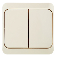 Выключатель Systeme Electric Этюд двухклавишный накладной кремовый с подсветкой (BA10-006K)