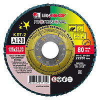 Круг лепестковый по металлу/древесине Луга Professional 125х22,2 мм P120 торцевой