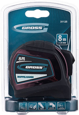 Рулетка Gross с автостопом 8 м x 25 мм
