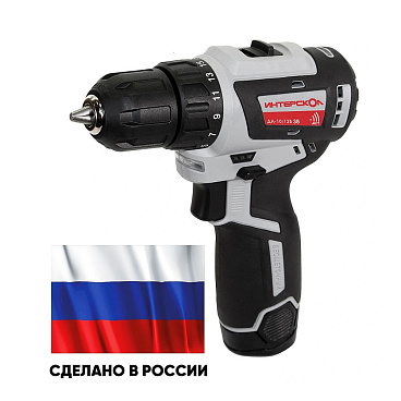 Дрель-шуруповерт аккумуляторная бесщеточная Интерскол ДА-10/12В 38 12 В 2 Ач Li-Ion 2 АКБ и ЗУ (757.2.2.45)