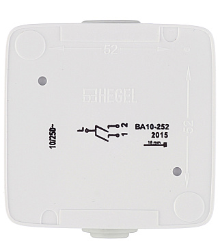 Выключатель Hegel Alfa двухклавишный накладной белый с подсветкой (ВА10-252)