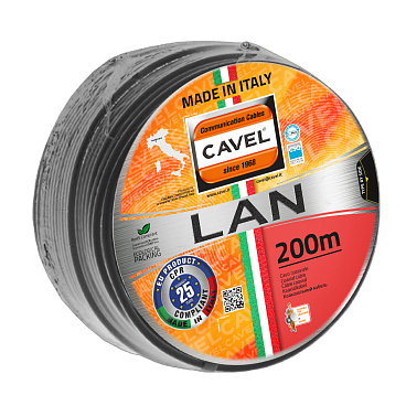 Интернет-кабель уличный (витая пара) FTP CAT5e LAN 541 2G 4х2х0,51 мм экранированный Cavel (200 м)