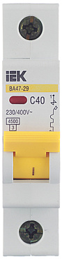 Автоматический выключатель модульный IEK Karat ВА 47-29 1P 40А тип C 4,5 кА 220 В (MVA20-1-040-C)
