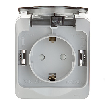 Розетка Systeme Electric Этюд накладная серая со шторками с крышкой (PA16-044C)