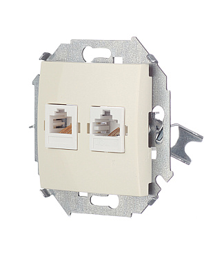 Розетка компьютерная/ телефонная Simon 15 встраиваемая слоновая кость RJ11/ RJ45 (1591590-031)