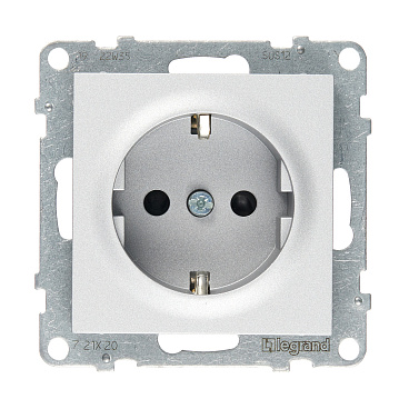Розетка Legrand Suno встраиваемая алюминий со шторками (721320)