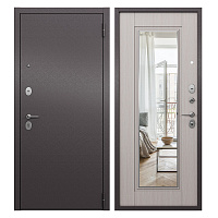 Дверь входная Mastino Ютта правая букле шоколад - ларче бьянко с зеркалом 960х2050 мм