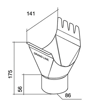 Воронка желоба Grand Line металлическая d125-90 мм темно-коричневый RR 32